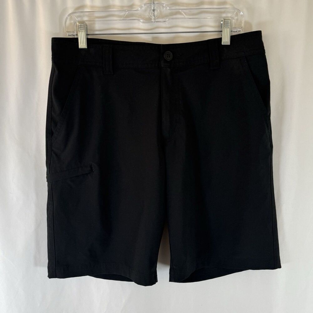 Columbia Cargo Golf Shorts Men's 32 Black Chino 10" Inseam Lightweight